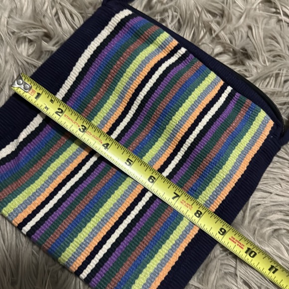 Seema Crossbody Bag-Cotton Cloth-Navy with Multi Stripe Detail-EUC-9x9 - Picture 15 of 16